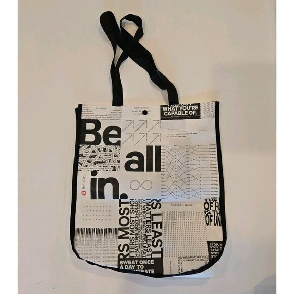 Lot Of 7 Lululemon Large Tote 5 Black 2 White 1 Be All In Black White 14x16x6 - Picture 3 of 4